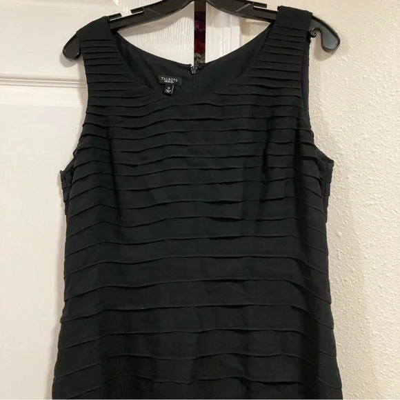 Talbots Black 100% Silk Layered Chiffon Cocktail Dress Elegant Sleeveless Sz 12 - Picture 3 of 14